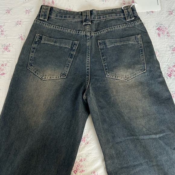 🏖️Acubi vintage wash look wide leg high waisted jeans READ DESCRIPTION🏖️ - Picture 4 of 4